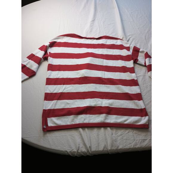 Bua//Bua Red White Stripped Dog Print Sweater Women Size Medium Sweet Animal - Picture 5 of 5